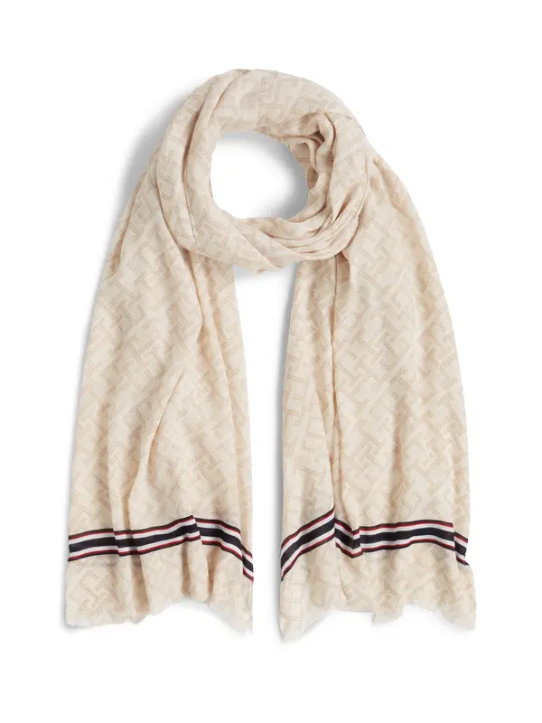 TOMMY HILFIGER TOMMY HILFIGER Šal  bež / boja pijeska / morsko plava / bijela