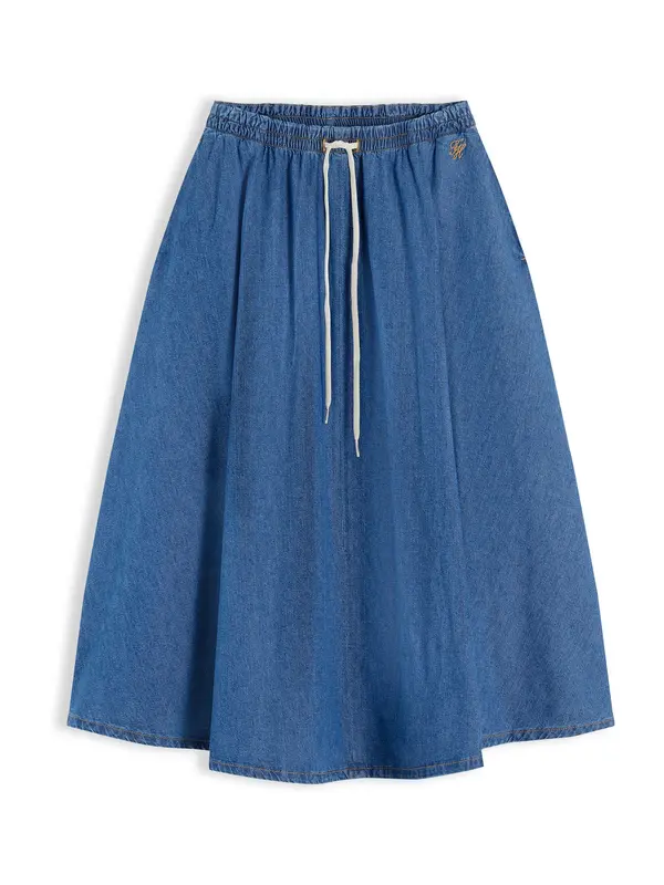 TOMMY HILFIGER TOMMY HILFIGER Suknja 'Logo Relaxed Flared Midi'  plavi traper