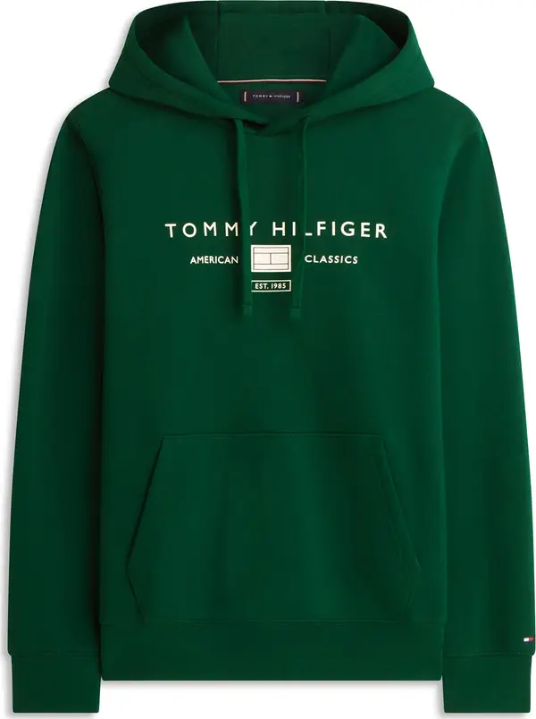 TOMMY HILFIGER TOMMY HILFIGER Sweater majica 'Brand Love'  kraljevski zelena / bijela