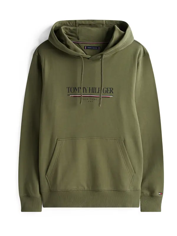 TOMMY HILFIGER TOMMY HILFIGER Sweater majica 'BRAND LOVE'  mornarsko plava / maslinasta / klasično crvena