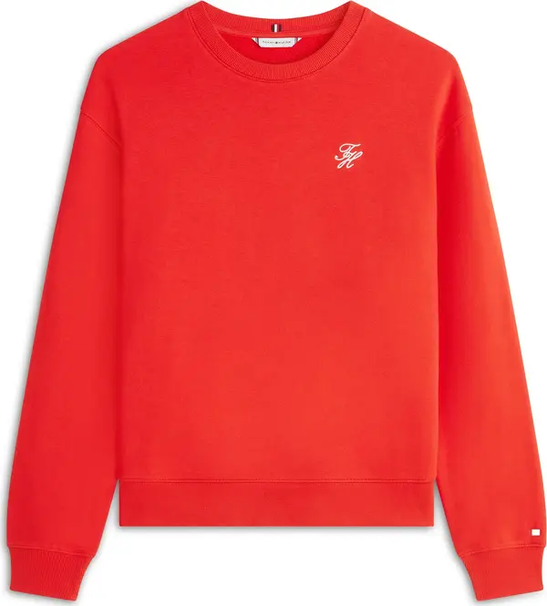 TOMMY HILFIGER TOMMY HILFIGER Sweater majica  ciglasto crvena / bijela