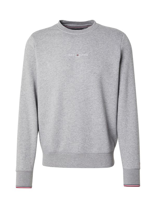 TOMMY HILFIGER TOMMY HILFIGER Sweater majica  siva melange / crvena / bijela