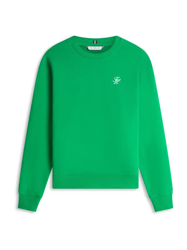 TOMMY HILFIGER TOMMY HILFIGER Sweater majica  smaragdno zelena / bijela