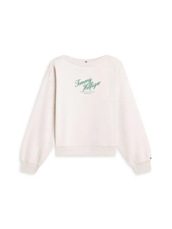 TOMMY HILFIGER TOMMY HILFIGER Sweater majica  svijetlobež / smaragdno zelena