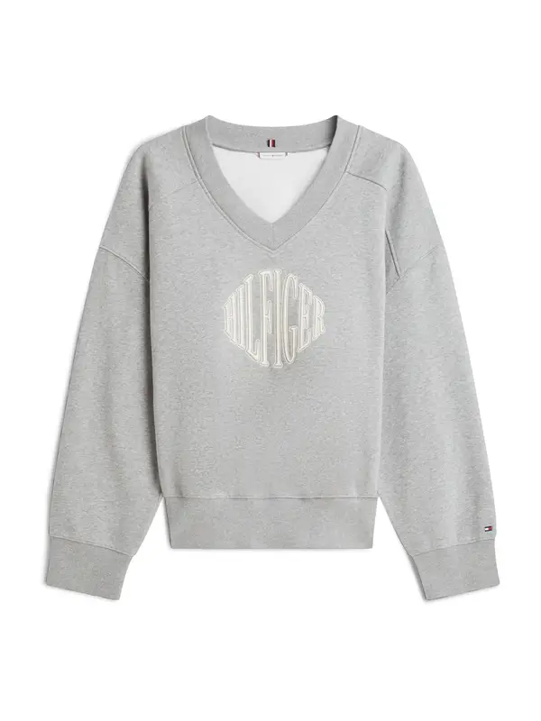 TOMMY HILFIGER TOMMY HILFIGER Sweater majica 'VARSITY '  bež / siva