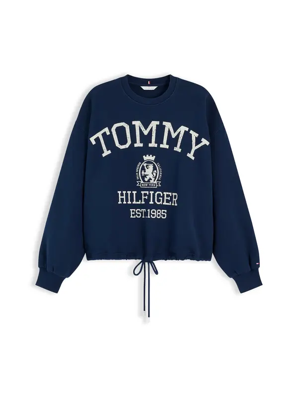 TOMMY HILFIGER TOMMY HILFIGER Sweater majica 'VARSITY CREST'  morsko plava / bijela