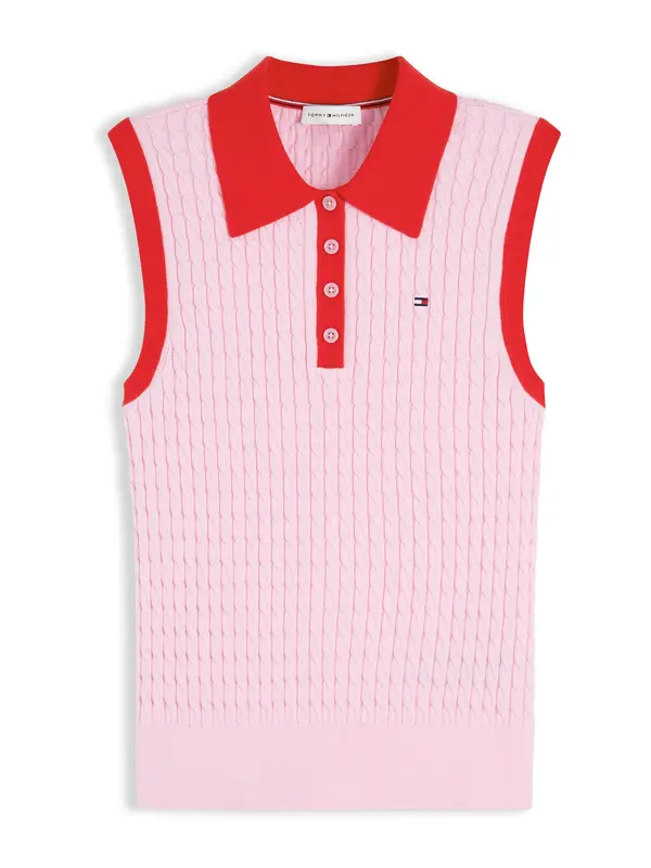 TOMMY HILFIGER TOMMY HILFIGER Top s naramenicama 'Cable Slim Sleeveless'  roza / crvena