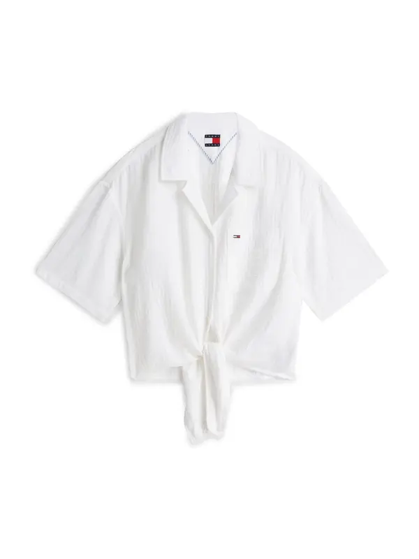 Tommy Jeans Tommy Jeans Bluza 'Crinkle Front Short Sleeve'  bijela