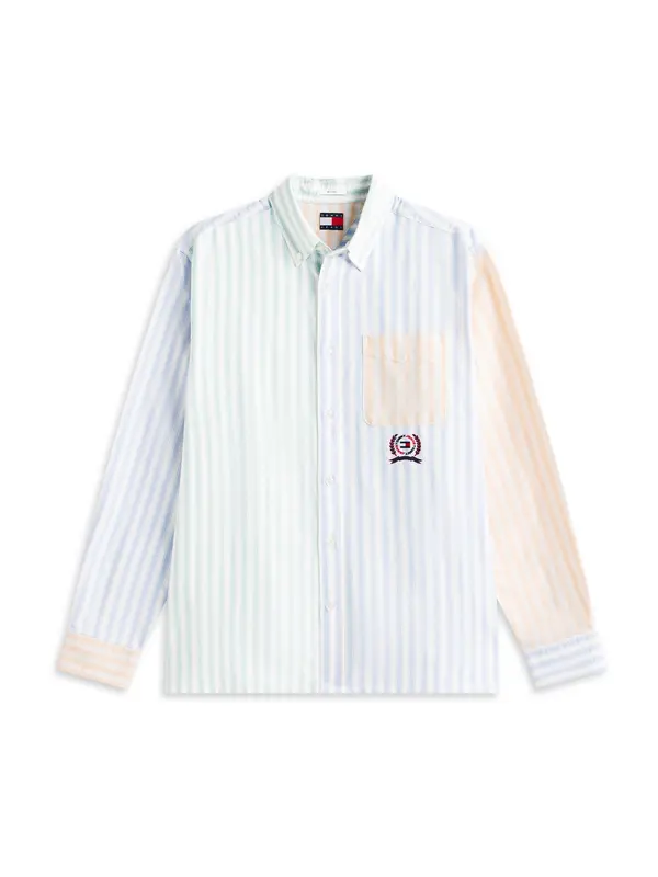 Tommy Jeans Tommy Jeans Košulja  svijetloplava / smaragdno zelena / narančasta / bijela
