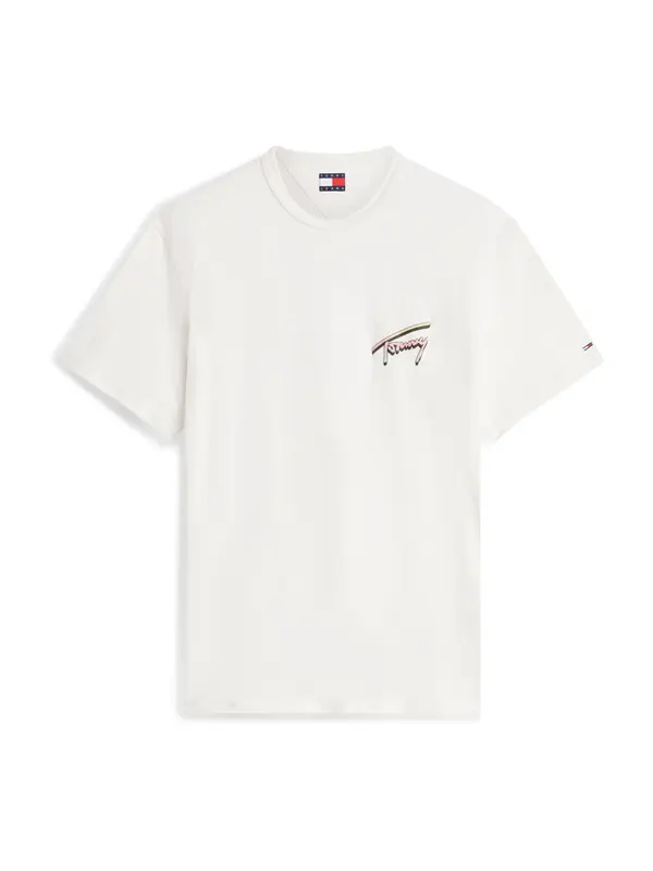 Tommy Jeans Tommy Jeans Majica 'Back Graphic Textured Relaxed'  žuta / roza / crna / prljavo bijela