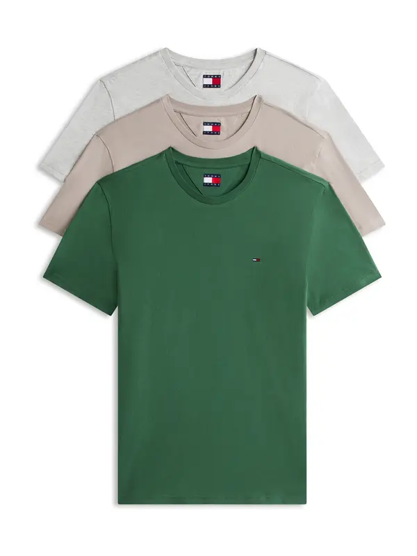 Tommy Jeans Tommy Jeans Majica  bež siva / siva melange / kraljevski zelena