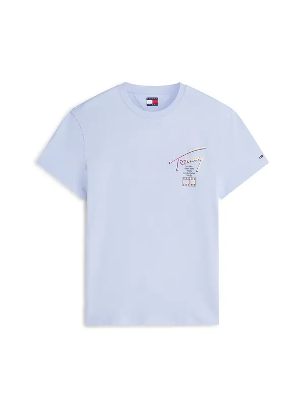 Tommy Jeans Tommy Jeans Majica 'CITY SIGN'  toplo smeđa / svijetloplava / šljiva / crna