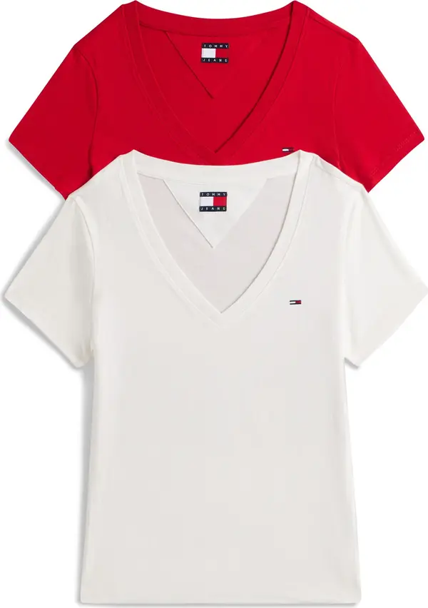Tommy Jeans Tommy Jeans Majica  crvena / bijela