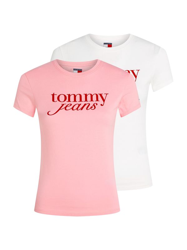 Tommy Jeans Tommy Jeans Majica 'ESSENTIAL'  roza / crvena / bijela