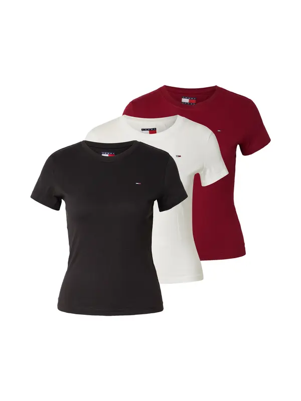 Tommy Jeans Tommy Jeans Majica  karmin crvena / crna / bijela