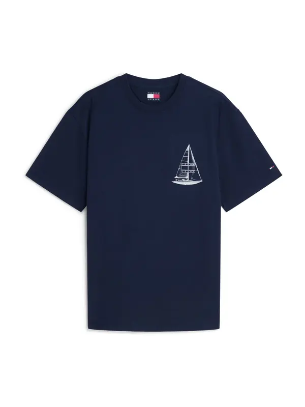 Tommy Jeans Tommy Jeans Majica 'SAILBOAT'  mornarsko plava / bijela