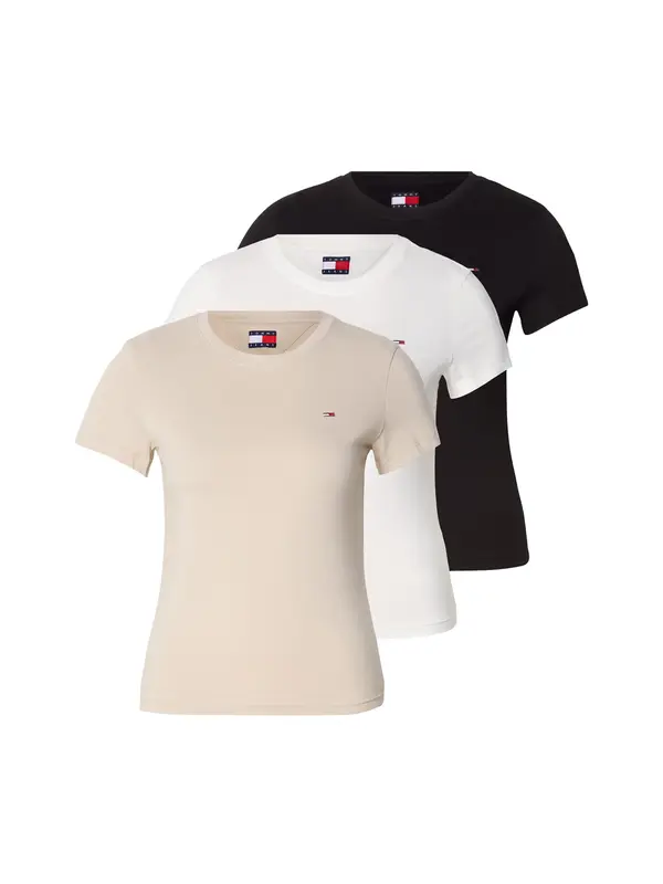 Tommy Jeans Tommy Jeans Majica  svijetlobež / crna / bijela