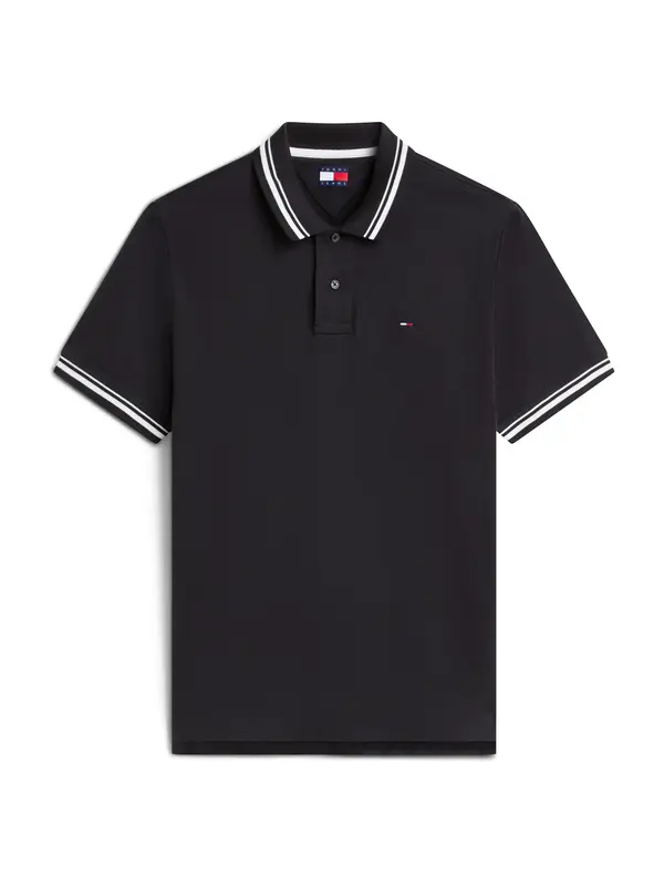 Tommy Jeans Tommy Jeans Majica 'Tommy Flag Regular Fit Tipped'  crna / bijela