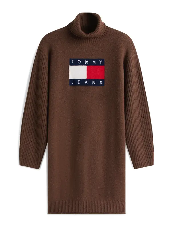 Tommy Jeans Tommy Jeans Pletena haljina  morsko plava / smeđa / crvena / bijela