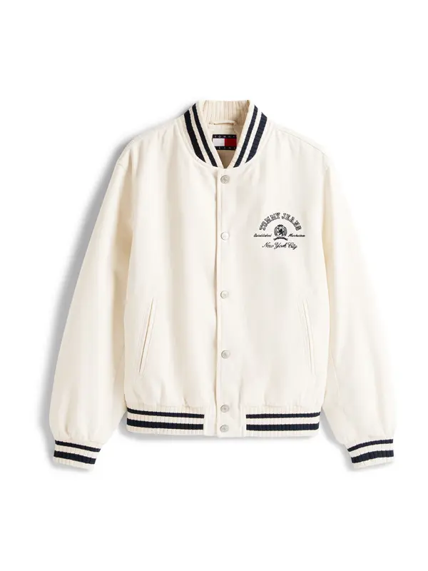 Tommy Jeans Tommy Jeans Prijelazna jakna 'VARSITY'  ecru/prljavo bijela / crna
