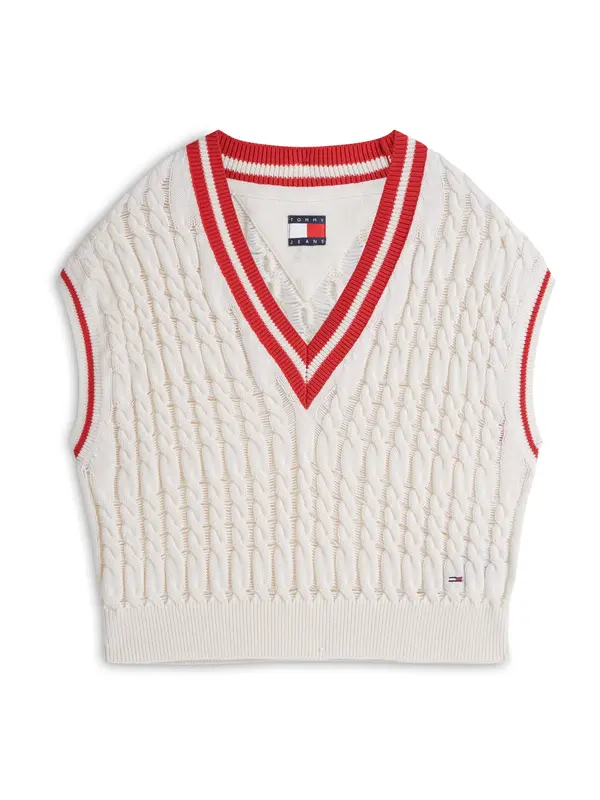 Tommy Jeans Tommy Jeans Pulover  crvena / bijela
