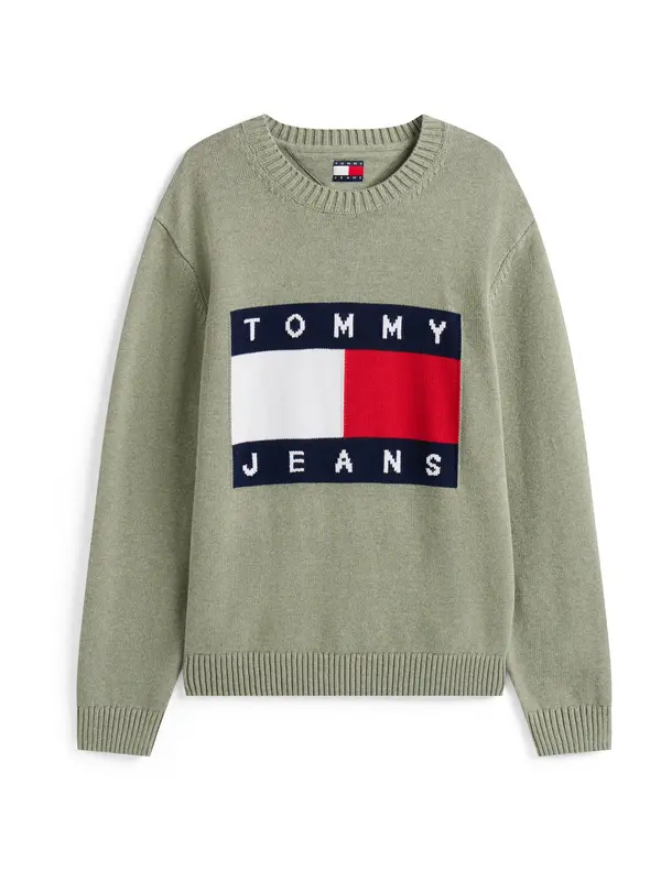 Tommy Jeans Tommy Jeans Pulover  mornarsko plava / pastelno zelena / crvena / bijela