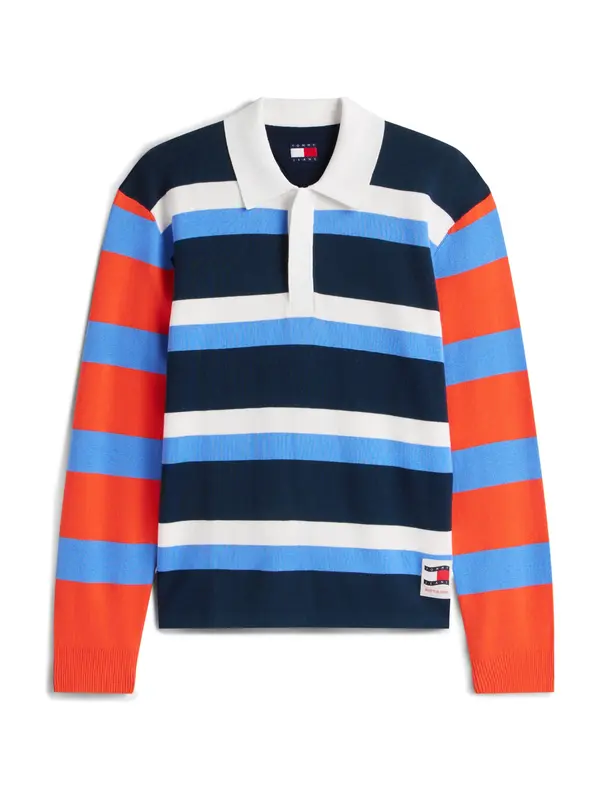 Tommy Jeans Tommy Jeans Pulover  mornarsko plava / svijetloplava / tamno narančasta / bijela