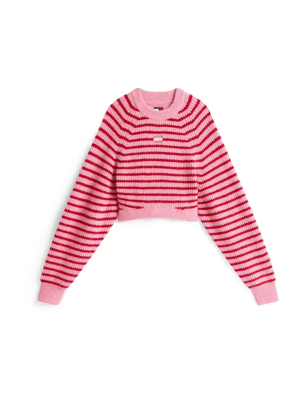 Tommy Jeans Tommy Jeans Pulover  svijetloroza / tamno crvena