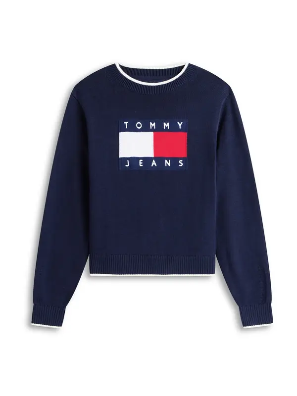 Tommy Jeans Tommy Jeans Pulover  tamno plava / svijetlo crvena / bijela