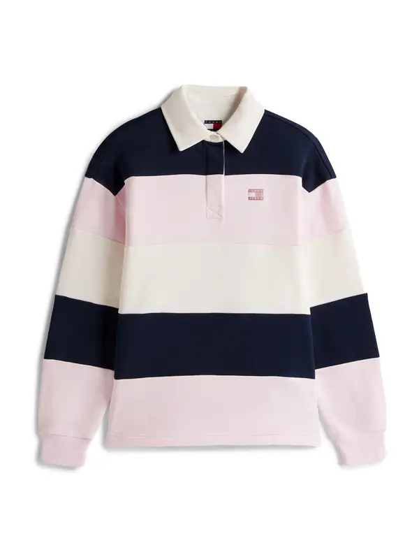 Tommy Jeans Tommy Jeans Sweater majica  mornarsko plava / pastelno roza / vuneno bijela