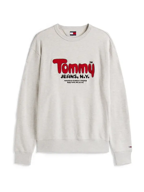 Tommy Jeans Tommy Jeans Sweater majica  siva melange / crvena / crna