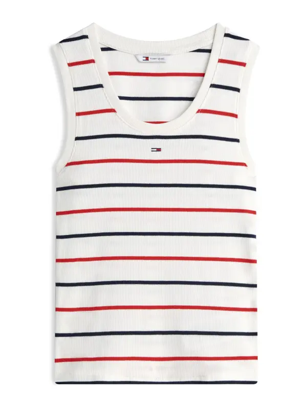 Tommy Jeans Tommy Jeans Top 'ESSENTIAL'  svijetlobež / noćno plava / krvavo crvena