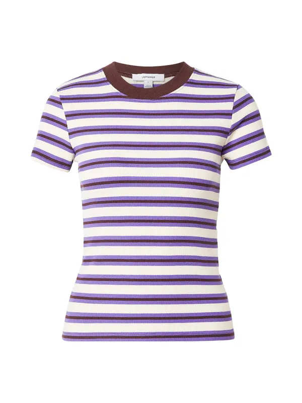 TOPSHOP TOPSHOP Majica 'SALLY'  čokolada / ljubičasto plava / bijela