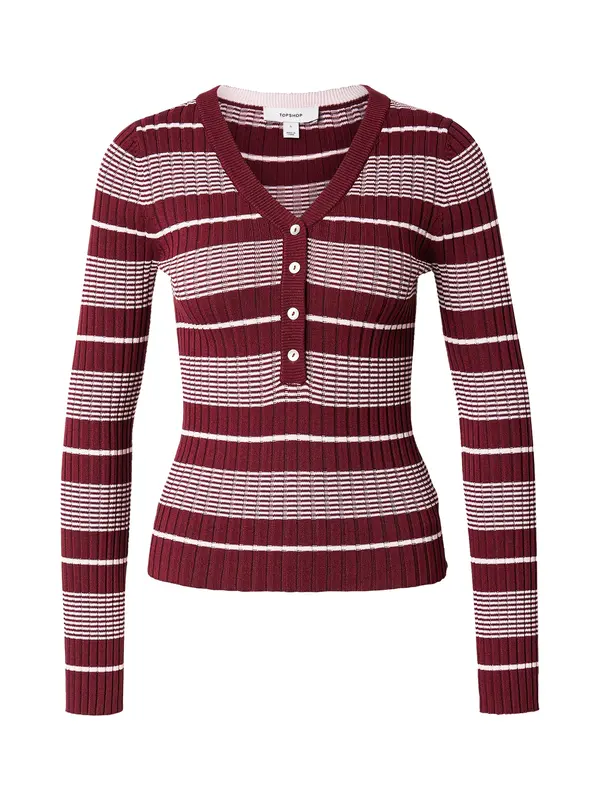 TOPSHOP TOPSHOP Pulover 'TRISTA'  karmin crvena / bijela