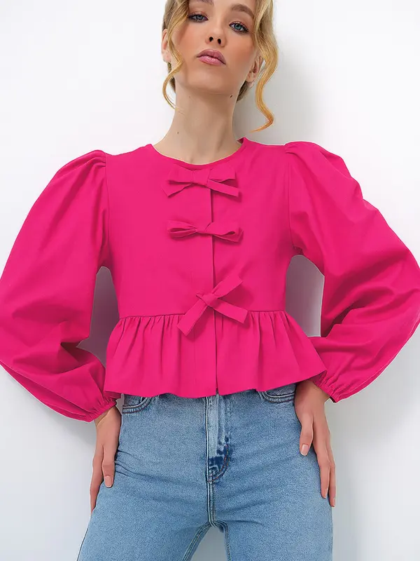 Trend Alaçatı Stili Trend Alaçatı Stili Bluza  fuksija