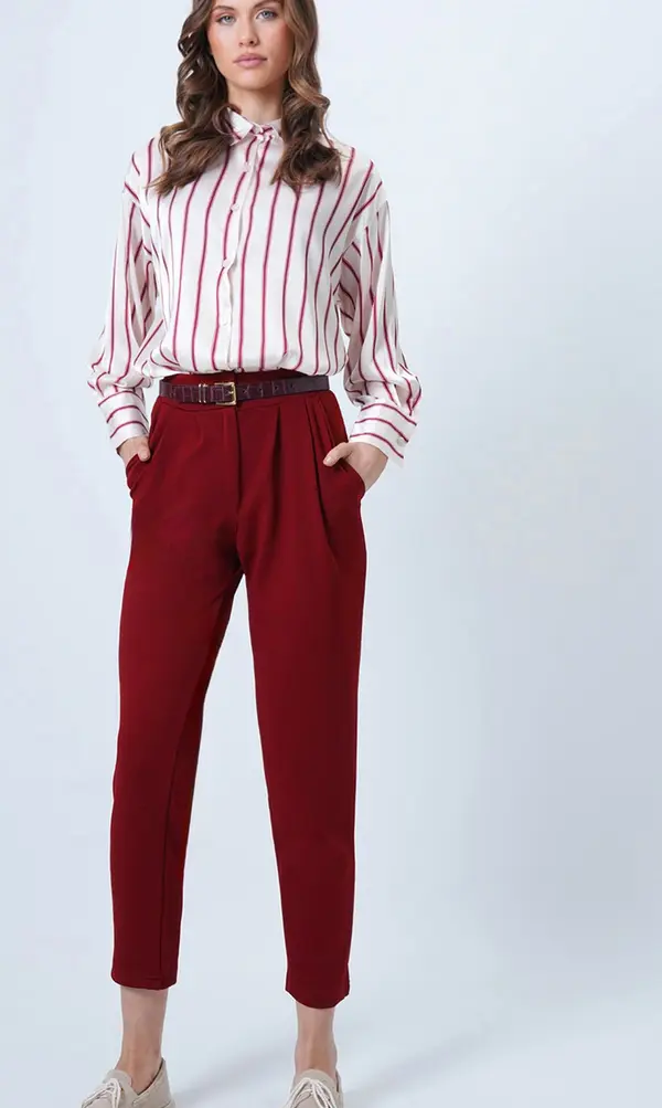Trend Alaçatı Stili Trend Alaçatı Stili Hlače s naborima  burgund
