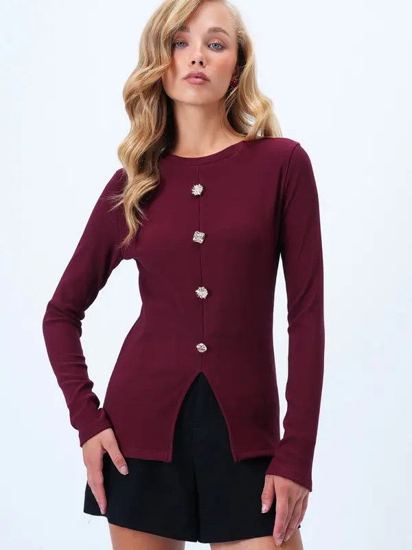 Trend Alaçatı Stili Trend Alaçatı Stili Majica  burgund