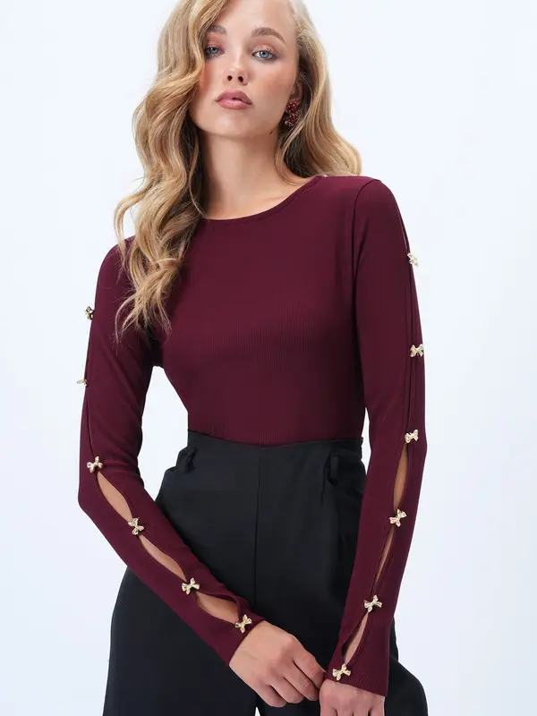 Trend Alaçatı Stili Trend Alaçatı Stili Majica  burgund