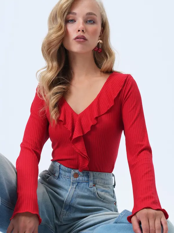 Trend Alaçatı Stili Trend Alaçatı Stili Majica  crvena