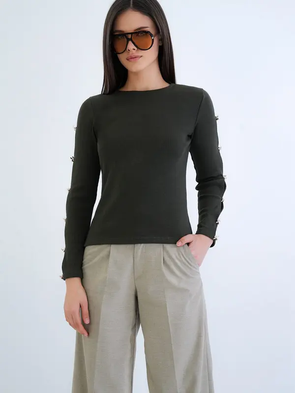 Trend Alaçatı Stili Trend Alaçatı Stili Majica  tamno zelena
