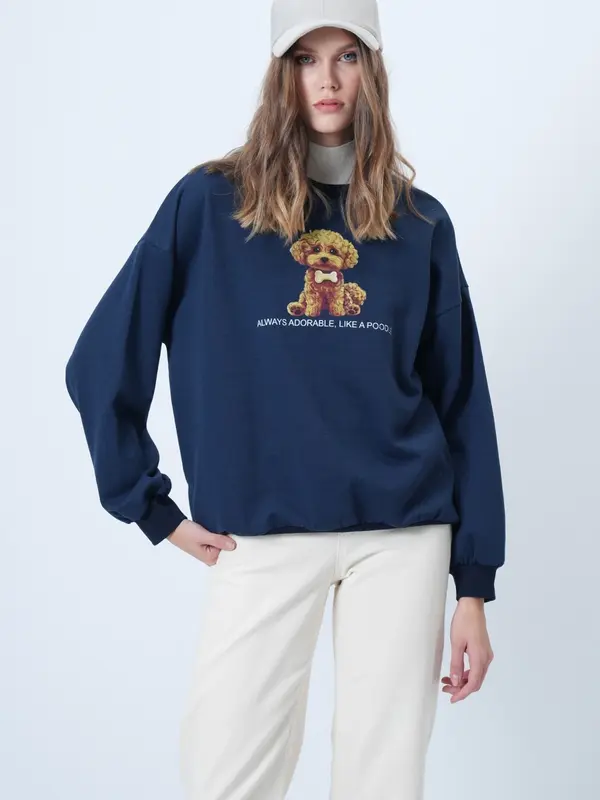 Trend Alaçatı Stili Trend Alaçatı Stili Sweater majica  morsko plava / smeđa / bijela