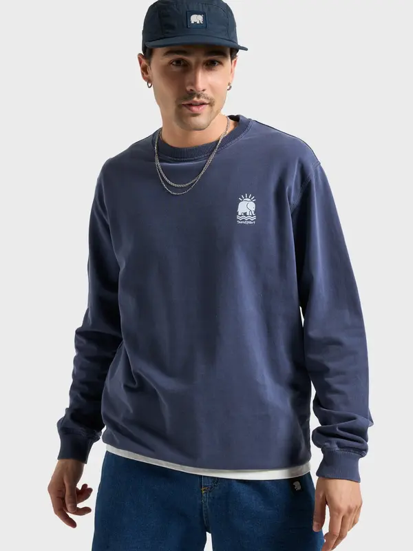 Trendsplant Trendsplant Sweater majica ' LA PLAZA '  morsko plava