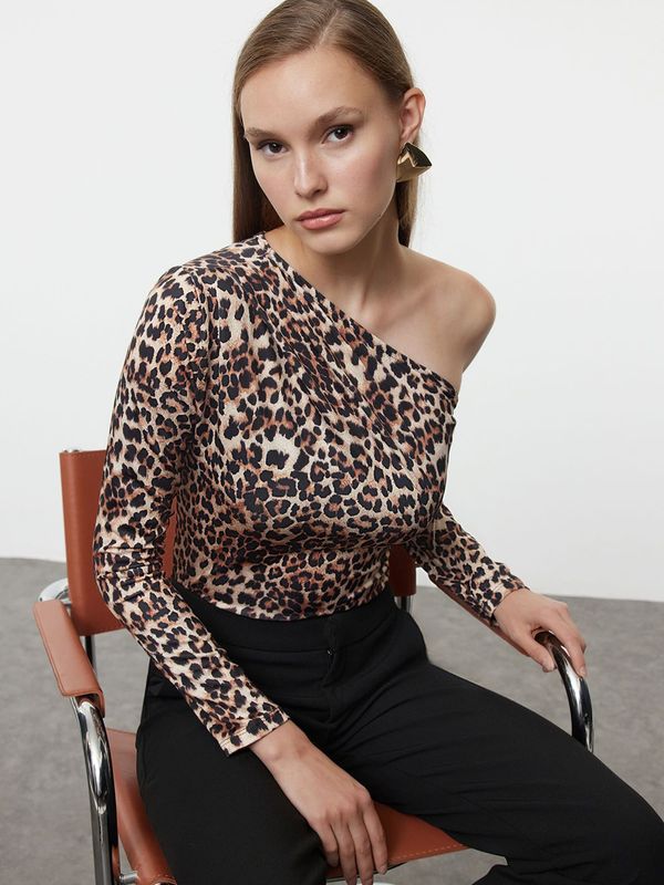 Trendyol Trendyol Bodi majica  svijetlobež / brokat / crna