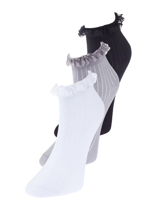 Trendyol Trendyol Čarape  siva melange / crna / bijela