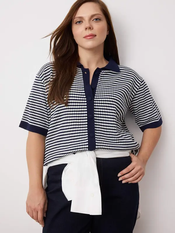 Trendyol Curve Trendyol Curve Bluza  mornarsko plava / bijela