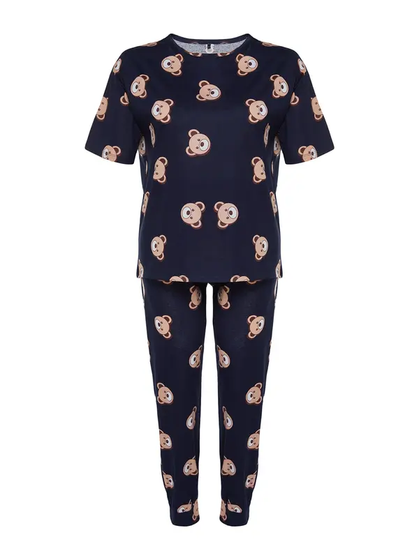 Trendyol Curve Trendyol Curve Pidžama  ecru/prljavo bijela / indigo / smeđa / moka smeđa