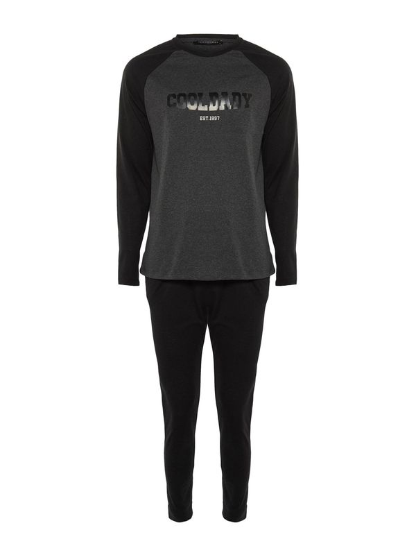 Trendyol Trendyol Duga pidžama  antracit siva / crna