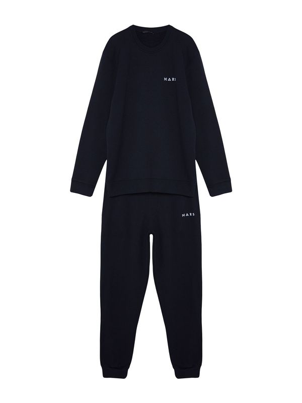 Trendyol Trendyol Duga pidžama  tamno plava / bijela