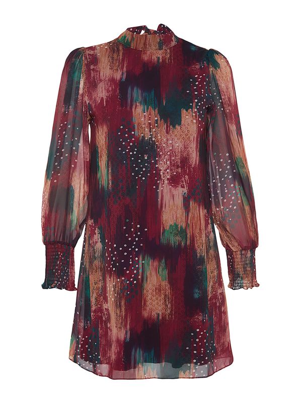 Trendyol Trendyol Haljina  tamno zelena / ljubičasto crvena / breskva / bijela