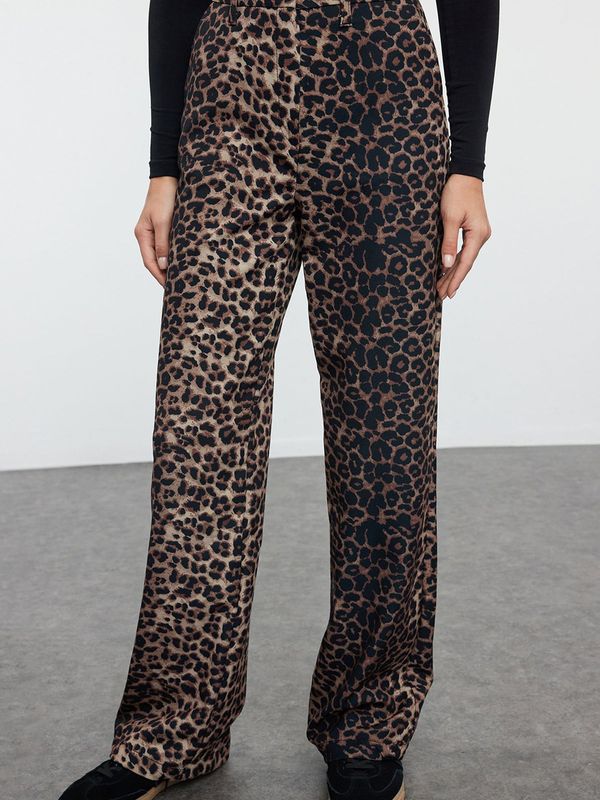 Trendyol Trendyol Hlače  svijetlobež / smeđa / brokat / crna